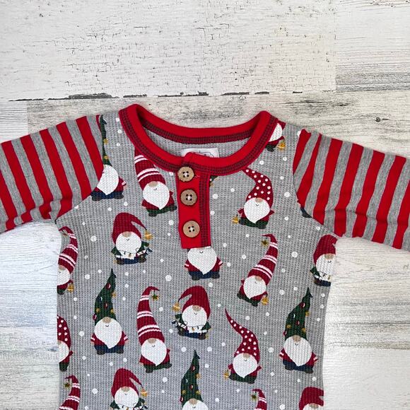 Mud Pie Baby Romper Unisex 3–6M Waffle Knit Long Sleeve Christmas Gnome - Picture 5 of 9